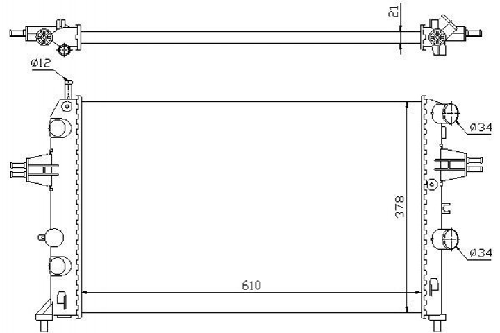 Радіатор охолодження двигуна STARLINE OLA2255 Opel Astra 93177120, 9193264, 9119481 - зображення 1