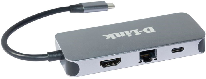 Hub USB D-Link DUB-2334 6-in-1 USB-C with HDMI/Gigabit Ethernet/Power Delivery Silver - obraz 2