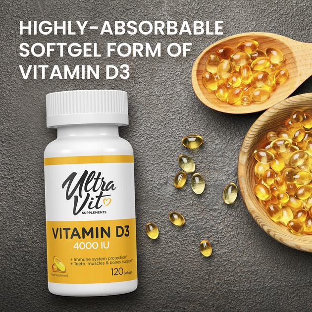 Харчова добавка Ultra Vit Vitamin D3 4000 IU 120 капсул (5060730361234) - зображення 9
