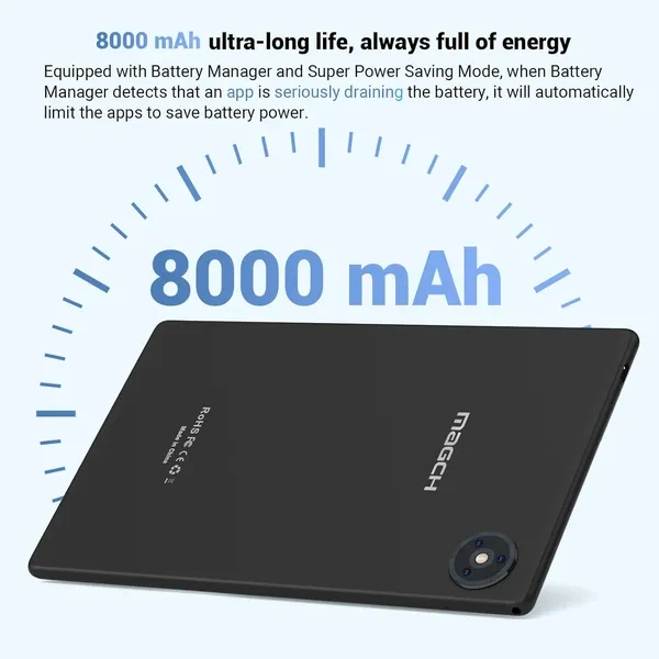Планшет 10" Full HD Magch T28 3/64Gb 4G 2-SIM 8 ядер Android 12 8000 mAh Черный g2 - изображение 3