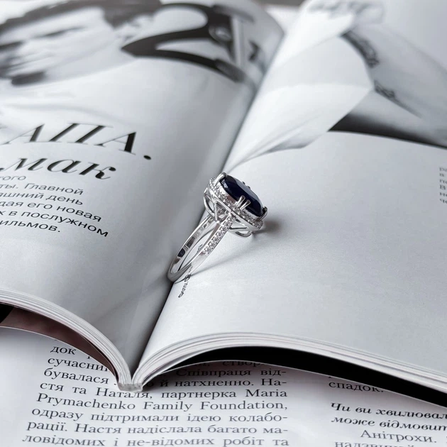 Срібна каблучка з натуральним сапфіром 8.087ct, вага виробу 4,82 гр (2157809) - зображення 3