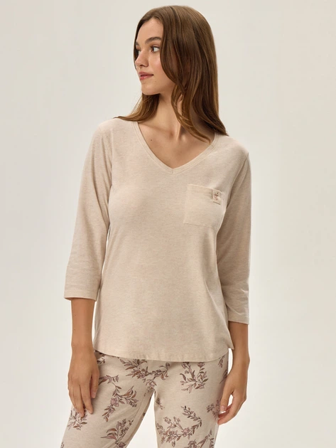 Piżama damska z długimi spodniami i długim rękawem Henderson 41874-80X XL Beżowa (5903972330487) - obraz 3