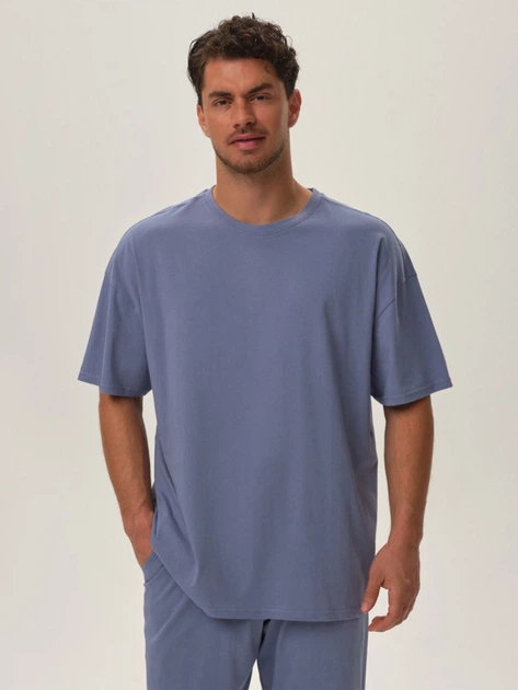 Piżama męska z długimi spodniami i krótkim rękawem Henderson 42012-05X 2XL Błękitna (5903972347638) - obraz 3