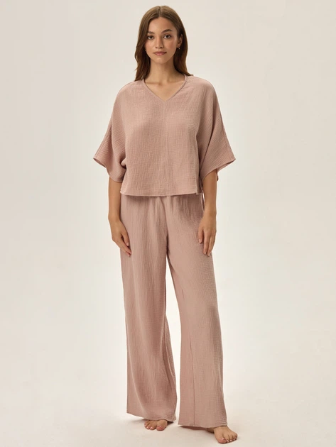Piżama damska z długimi spodniami i krótkim rękawem bawełniana Henderson 42025-34X S Różowa (5903972349069) - obraz 3