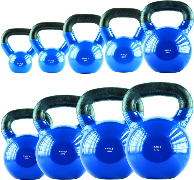 Kattlebell HMS żeliwny pokryty winilem 10 kg Niebieski (5907695537567) - obraz 3