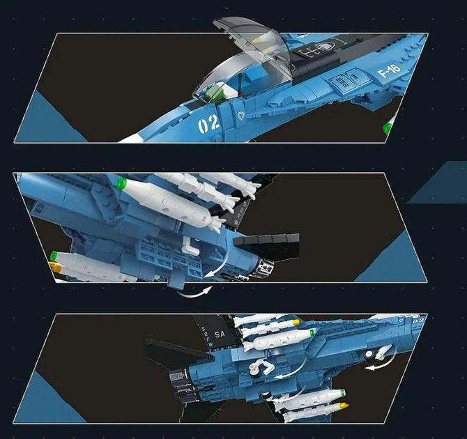 Дитячий великий конструктор JIE STAR бойовий літак винищувач F-16