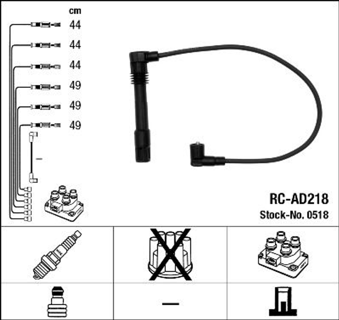 Комплект кабелей зажигания NGK (RC-AD218) - изображение 1