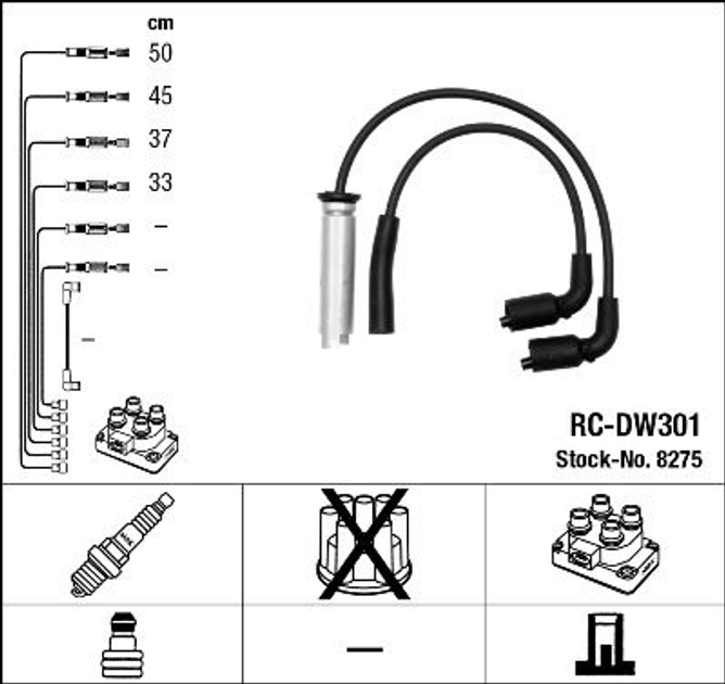 Комплект кабелей зажигания NGK (RC-DW301) - изображение 1