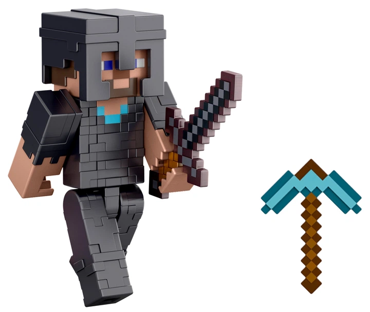 Zestaw Mattel Minecraft figurka 3.25" Steve in Netherite Armor + akcesorium (194735193677) - obraz 5