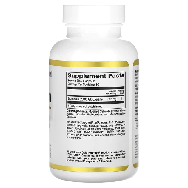 Бромелайн California Gold Nutrition Bromelain 625 мг 90 капсул - изображение 2