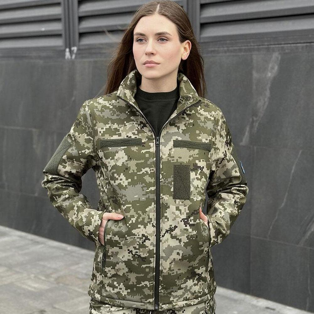 Жіноча Куртка Pobedov Shadow Soft Shell на мікрофлісі з липучками для шевронів піксель розмір 3XL - зображення 1