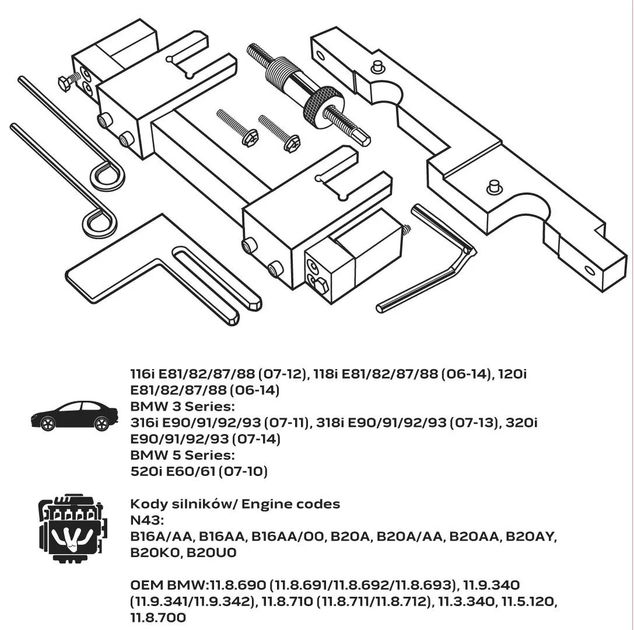 Набір фіксаторів ГРМ NEO Tools для бензинових двигунів BMW 11-310 (5907558436136) - зображення 7