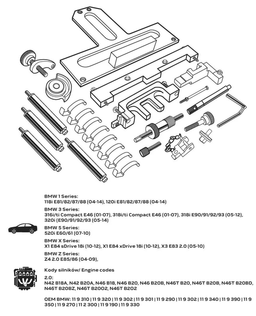 Набір фіксаторів ГРМ NEO Tools для бензинових двигунів BMW 11-313 (5907558436167) - зображення 6