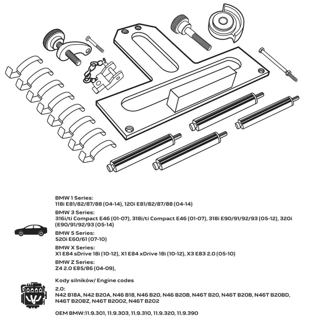 Набір фіксаторів ГРМ NEO Tools для бензинових двигунів BMW 11-312 (5907558436150) - зображення 7