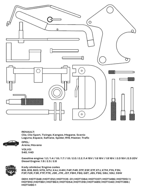 Zestaw blokad rozrządu NEO Tools do silników benzynowych i diesla Renault/Opel 11-322 (5907558436235) - obraz 6