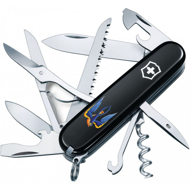 Ніж Victorinox Huntsman Ukraine 91мм/15функ/Тризуб-ластівка/чорний - зображення 1