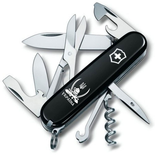 Ніж Victorinox Climber Ukraine 91мм/14функ/козак з шаблями біл/чорний - зображення 1