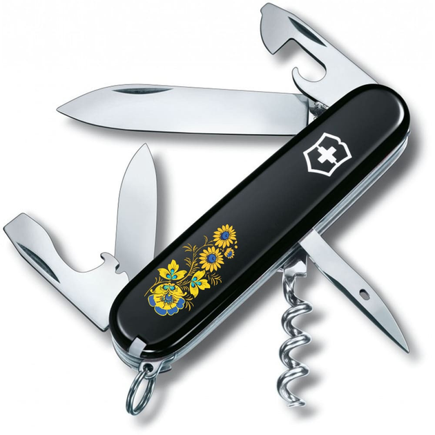 Нож Victorinox Spartan Ukraine 91мм/12функ/цветы в укр.стиле/черный - изображение 1