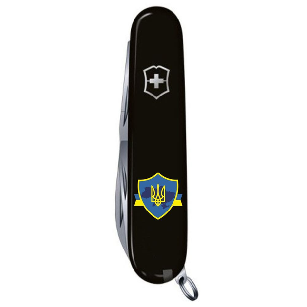 Ніж Victorinox Spartan Ukraine 91мм/12функ/Тризуб на щиті зі стрічкою/чорний - зображення 2