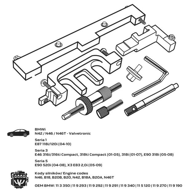 Набір фіксаторів ГРМ NEO Tools для бензинових двигунів BMW з системою Valvetronic 11-314 (5907558436174) - зображення 6