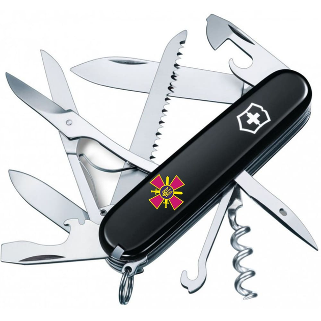 Ніж Victorinox Huntsman Army 91мм/15функ/емблема СВ ЗСУ/чорний - зображення 1