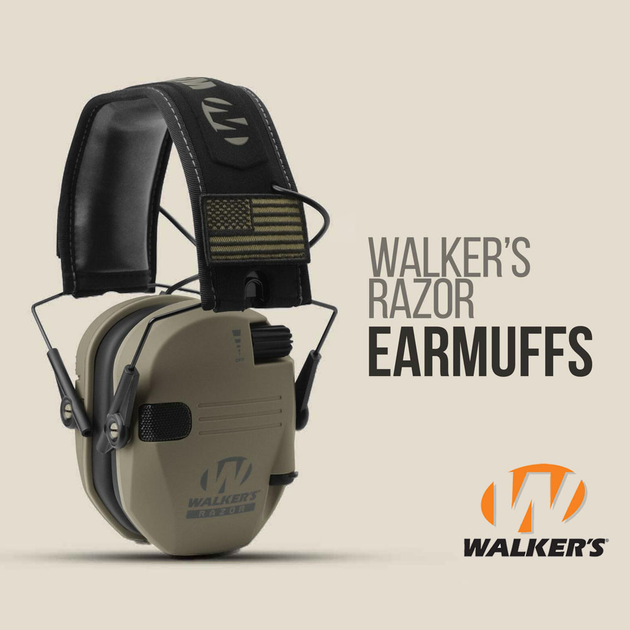 Наушники Активные Walker’s Razor Slim Coyote + крепление на шлем Чебурашки (12777pr) - изображение 2