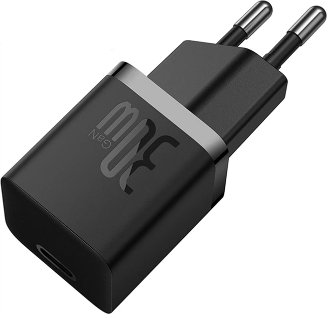 Ładowarka sieciowa Baseus GaN5 Fast Charger 1C 30W EU + Data Cable Type-C to Typ-C 100W Black (P10110902113-00) - obraz 5