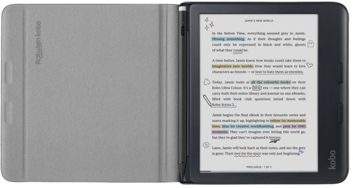 Чохол на читач електронних книг Kobo Libra Colour Notebook SleepCover Black Schwarz (N428-AC-BK-N-PU) - зображення 2