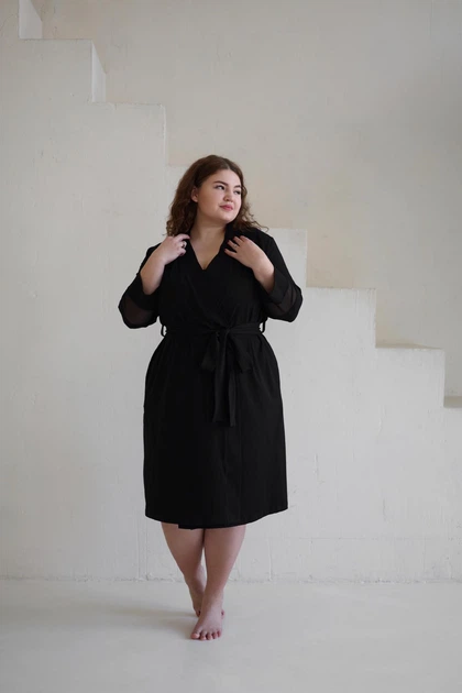 Халат для вагітних та годуючих мам AMO'D'AMO 3XL Чорний - Фото 1 Халат для вагітних та годуючих мам AMO'D'AMO 3XL Чорний - изображение 1