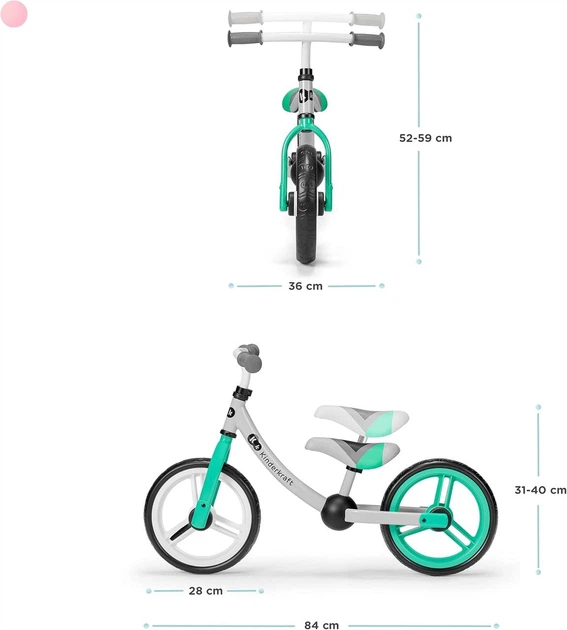 Беговел Kinderkraft 2Way Next Balance Bike - Light Green Велобег (KR2WAY00GRE00000) - изображение 3
