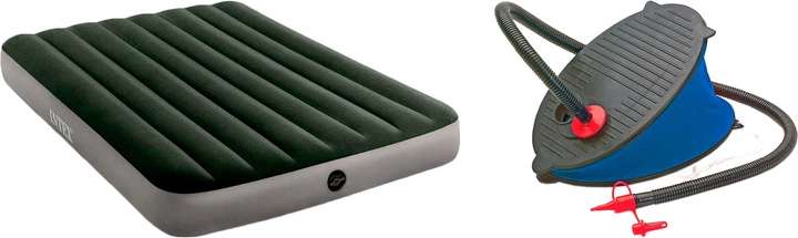 Набор Надувной матрас Intex Downy Airbed 137 х 191 х 25 см Зеленый (64778) + Ножной насос Intex 69611 (6941057466118) - Фото 1 Набор Надувной матрас Intex Downy Airbed 137 х 191 х 25 см Зеленый (64778) + Ножной насос Intex 69611 (6941057466118) - изображение 1
