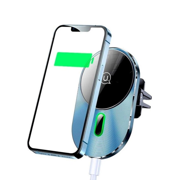 Держатель для телефона автодержатель Usams US-CD170 Magnetic Car Wireless Charging Phone Holder Air Vent 15W With Magnetic Ring Blue (CD170DZ01) - изображение 3