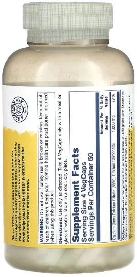 Кальций цитрат Solaray Calcium Citrate 1000mg 240 vcaps - изображение 2
