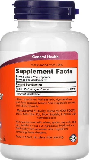 Яблочный уксус NOW Apple Cider Vinegar 450 mg 180 vcaps - изображение 2
