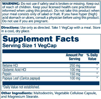 Бетаїн і пепсін Solaray Betaine HCl 250mg 180 vcaps - зображення 2
