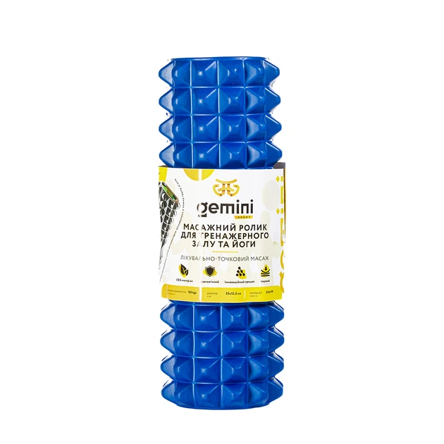 Роллер для занять йогою та пілатесом Gemini Hard G0007-33BL 33см*12,5см - зображення 3