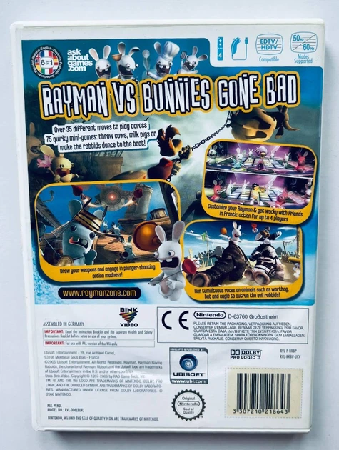 Rayman Raving Rabbids,английская версия - диск для Nintendo Wii, Б/У - изображение 3