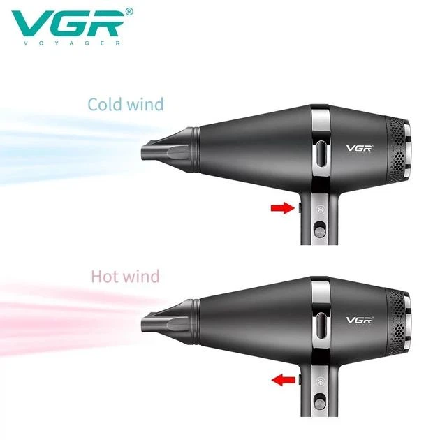 Фен для волос VGR V-451 с 3 насадками Черный - изображение 4