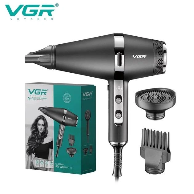 Фен для волос VGR V-451 с 3 насадками Черный - изображение 6