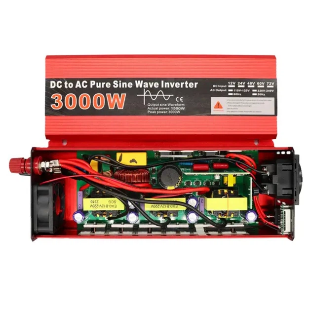 Инвертор для LiFePo4 гелевых аккумуляторов 12V 220V 3000W преобразователь напряжения для котла квартиры чистый синус ( 3000Ват Power Inverter) - Фото 5 Инвертор для LiFePo4 гелевых аккумуляторов 12V 220V 3000W преобразователь напряжения для котла квартиры чистый синус ( 3000Ват Power Inverter) - изображение 5