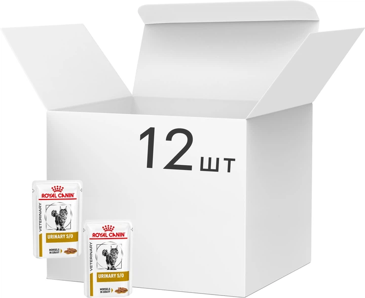 ПАК.Вологий корм Royal Canin Urinary S/O - консерви для кішок урінари при МКБ, шматочки в соусі, 12шт по 85 г - изображение 10