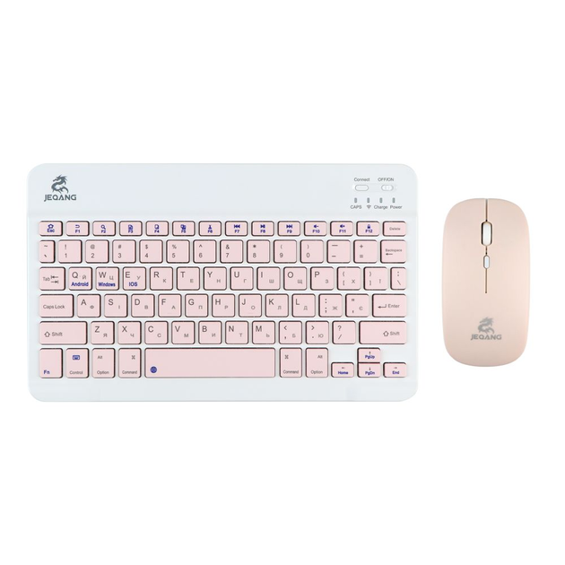 Комплект беспроводная клавиатура/USB мышка JEQANG JB-350 с кабель USB - Type C/Bluetooth V5.0 Pink - изображение 1