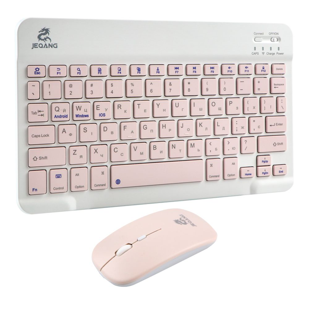Комплект беспроводная клавиатура/USB мышка JEQANG JB-350 с кабель USB - Type C/Bluetooth V5.0 Pink - изображение 2