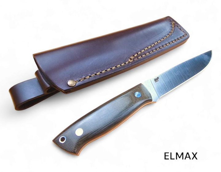 Нож Trapper 115, (ELMAX 115х26х3,5мм, 60HRC) чехол - кожа, рукоятка - Micarta, BRISA - изображение 1