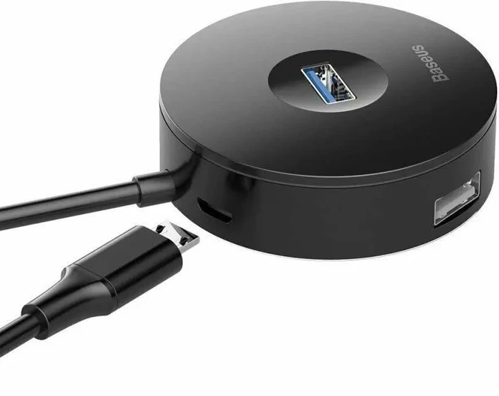 USB-хаб адаптер Baseus Round Box 5-in-1 0.12 м USB 2.0 USB 3.0 MicroUSB Black (CAHUB-G01) - изображение 4