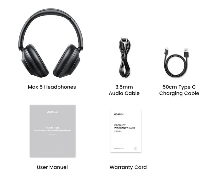 Беспроводные Bluetooth наушники Ugreen HiTune Max5 Wireless Bluetooth ANC с шумоподавлением Black (HP202) - изображение 7