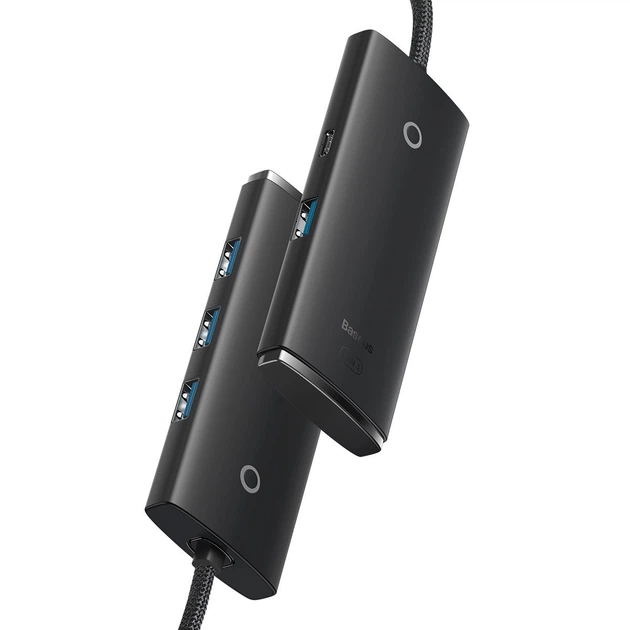 USB-хаб адаптер Baseus Lite Series 4in1 Type-C to USB3.0*4 1 м Black (WKQX030401) - изображение 4