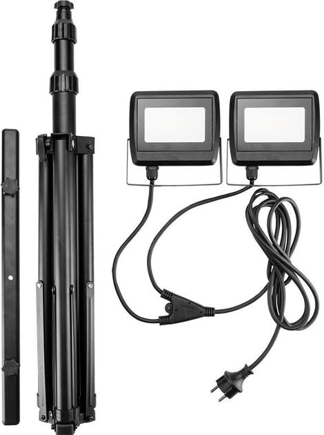 Подвійний прожектор NEO Tools 99-061 2 x 30 W SMD LED 5400 Lm на штативі 1.8 м (5907558452587) - зображення 3
