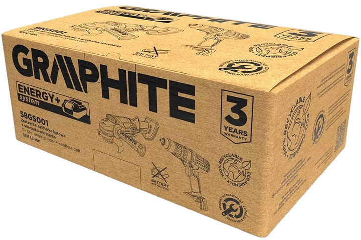 Zestaw elektronarzędzi Graphite: szlifierka 58GE130 + wiertarko-wkrętarka z udarem 58G010 58GS001 bez akumulatora i ładowarki (5902062102690) - obraz 15