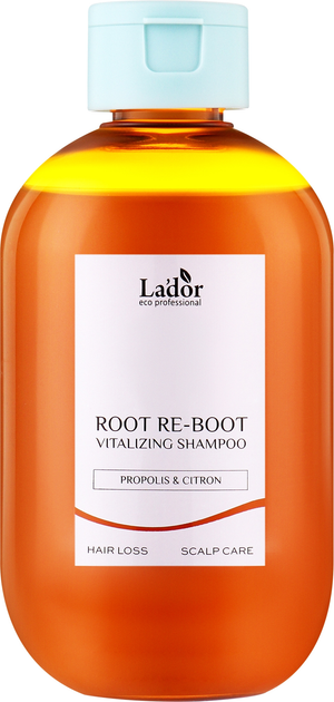 Акція на Шампунь проти випадіння волосся La'dor Root Re-Boot Vitalizing Shampoo Propolis&Citron для сухої шкіри голови 300 мл від Rozetka